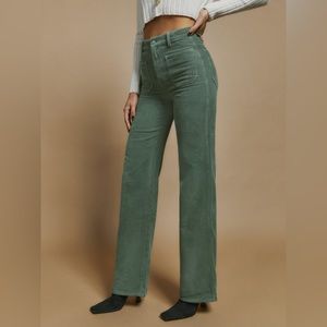 NWT Reformation Alyssa High Rise Wide Leg Corduroy Moss